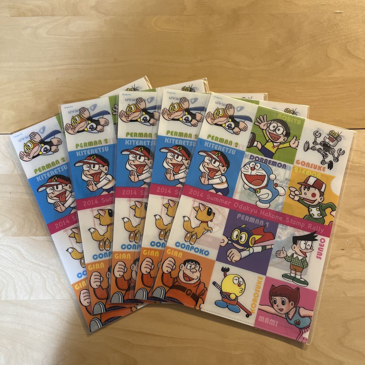 ５枚セット 藤子・F・不二雄キャラクター A4クリアファイル 小田急箱根 スタンプラリー2014 ドラえもん キテレツ パーマン