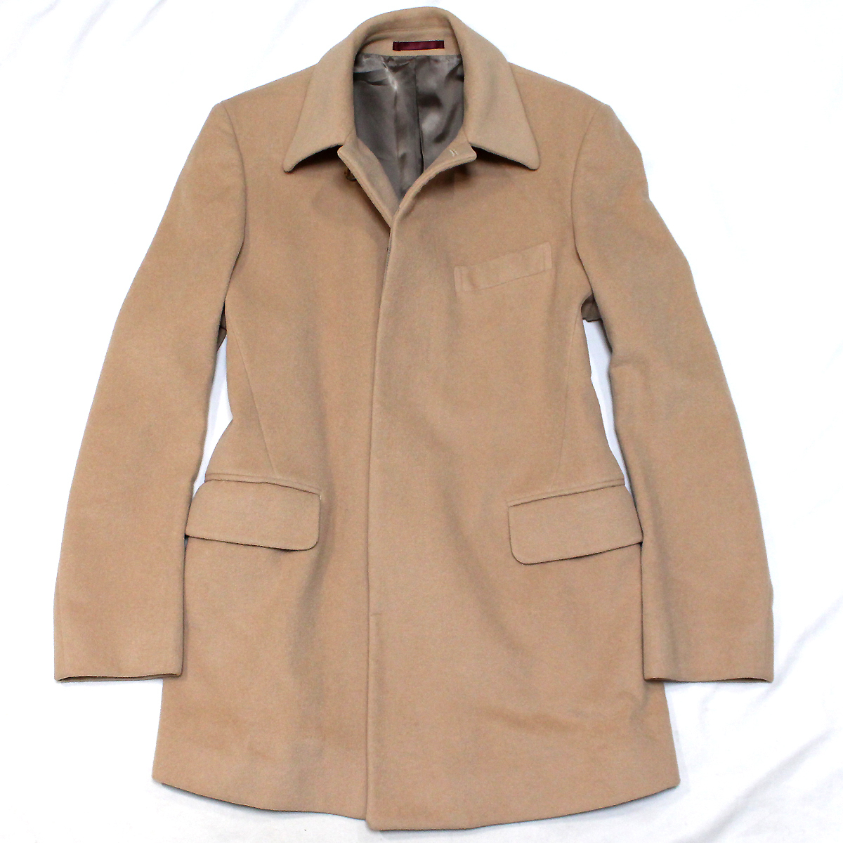 美品 Paul Smith ポールスミス アンゴラ100％ チェスコート M ライトブラウン メンズ ロングコート 総裏地