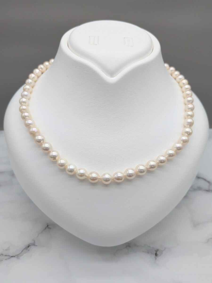*①艶テリ極上　あこや本真珠 パールネックレス 7-7.5mm 42.5cm アコヤ真珠