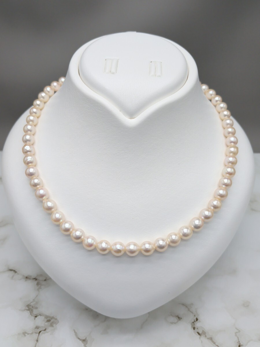 *⑬艶極上 あこや本真珠 ネックレス 約7mm 42.3cm ホワイトシャンパン あこや真珠