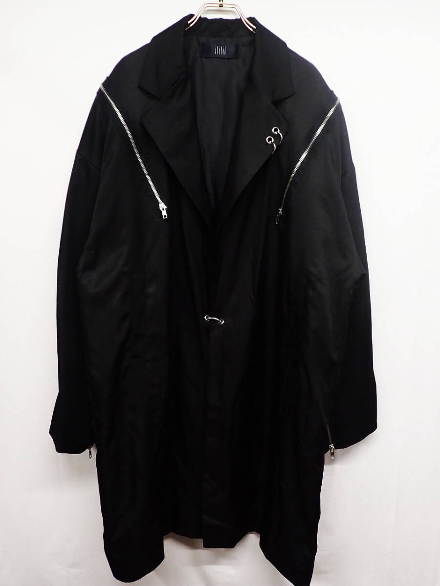 kkm5634 テーラードジャケット ililil/イルイルイル 風竜繍影 IL24-H19 ブラック フリーサイズ 和柄 モード サブカル V系 刺〓 