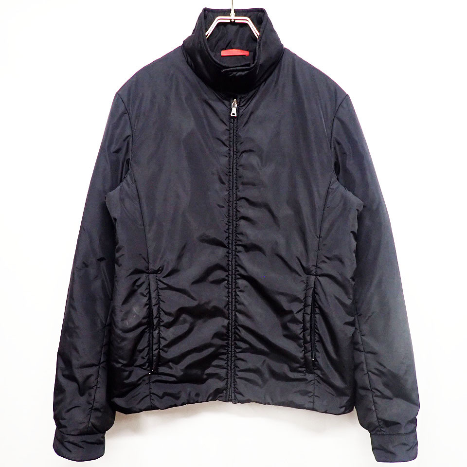 kkm5640 中綿ブルゾン PRADA SPORT/プラダスポーツ PUFFER JACKET ナイロン ジャケット 袖ロゴ サイズXS メンズ ブラック 00's アーカイブ