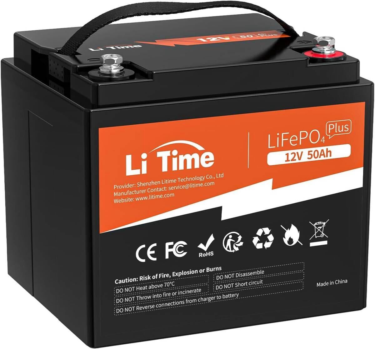 新品　LiTime 12V50Ahリン酸鉄リチウムイオンバッテリー 640W出力電力 4000回以上サイクル 多重保護機能付き50AのBMS コンパクトで軽量化
