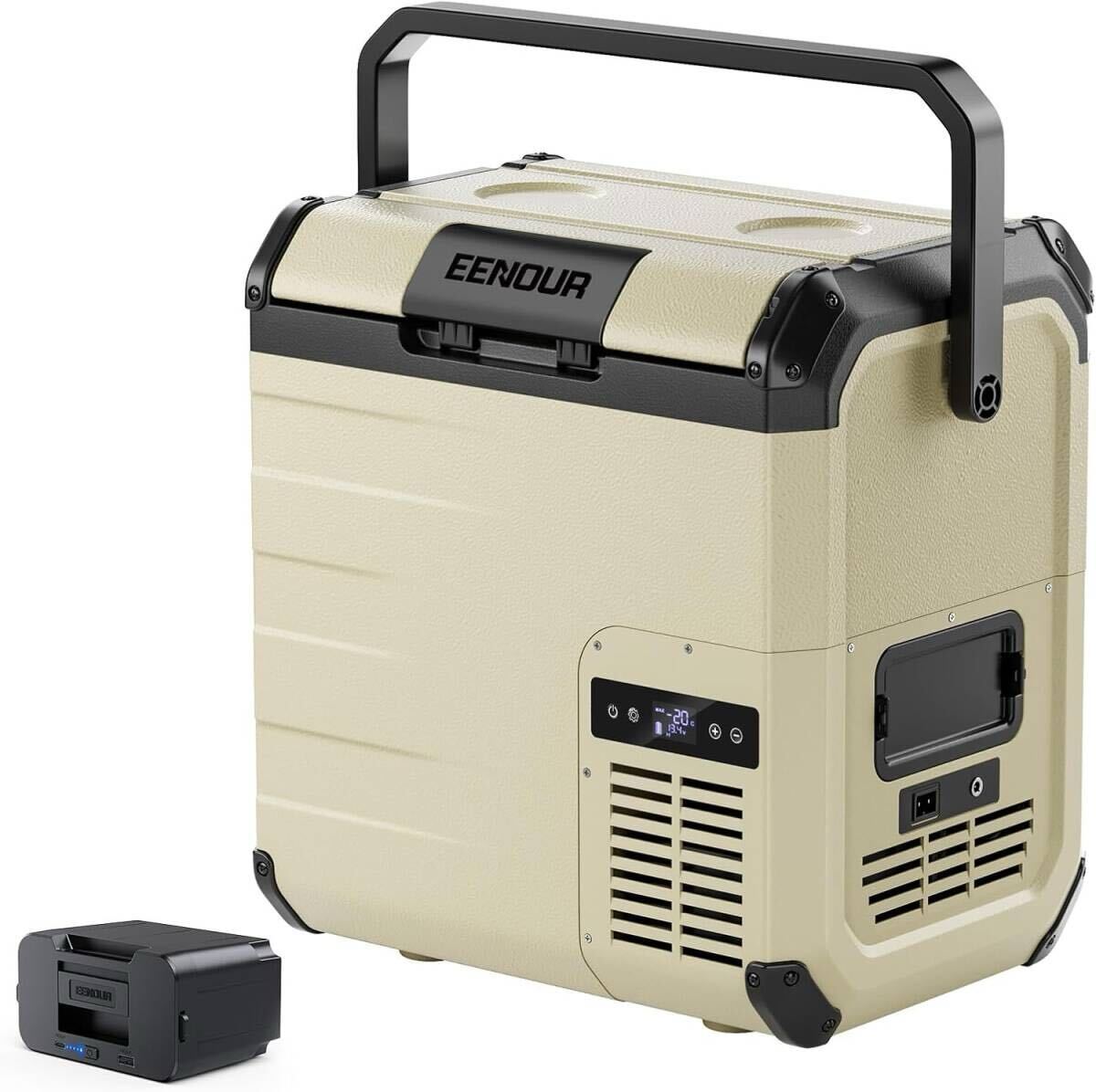 新品　EENOUR 車載冷蔵庫 D18 18L -20℃～10℃ バッテリー1個付き 小型 両開きフタ コンプレッサー式 4WAY電源対応 AC100V DC12V/24V