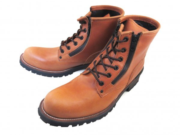 [送料無料]Q926新品neutral infinity本革プレーントゥ編上げブーツ26.5㌢茶♂