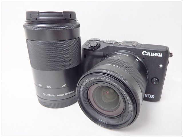 美品 Canon/キャノン◆EOS M3/ミラーレス一眼◆EF-M18-55mm F3.5-5.6 IS STM EF-M55-200mm F4.5-6.3 IS STM Wi-Fi対応 ダブルズームキット