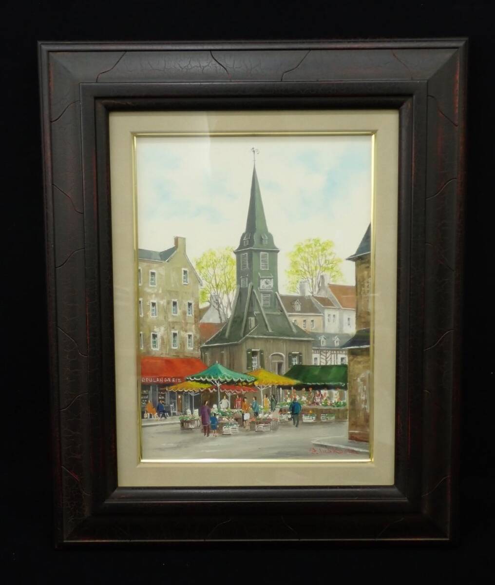 ◆12 絵画81【真作】井口由多可 「オンフルールの朝市」1994◆油彩画/消費税0円