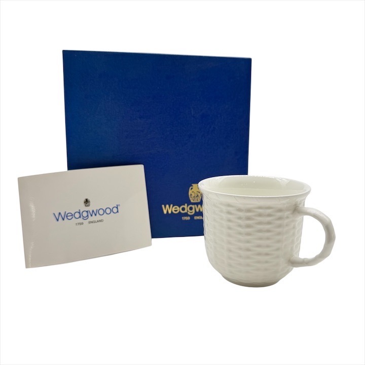 未使用品 WEDGWOOD ウエッジウッド カップ ＆ ソーサー ナンタケット 1客 ホワイト イギリス製 網目模様 プレゼント ギフト 箱付き m15432