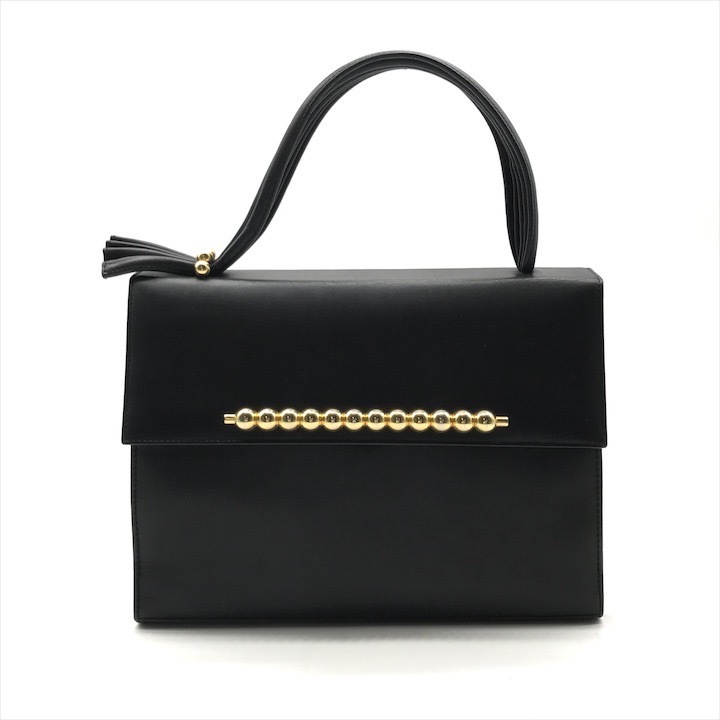 美品 BALLY バリー ハンド バッグ レザー ブラック ゴールド金具 フォーマル レディース ブランド 鞄 かばん BAG k7355