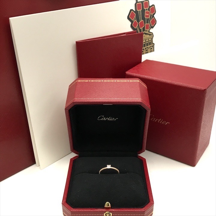 未使用 Cartier カルティエ エタンセル ドゥ カルティエ ハーフ エタニティ ダイヤリング 指輪 Au750 プリンセス 1.5g 付属品完品 a11475