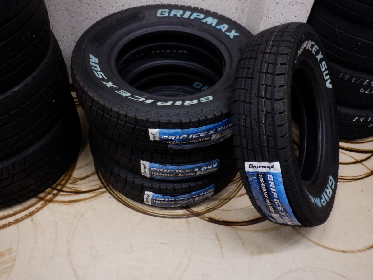 S 送料無料 即納 新品 未使用 22年製 グリップマックス グリップアイスX SUV 185/85R16 4本 ホワイトレター ジムニー JB64 JB23 185/85-16