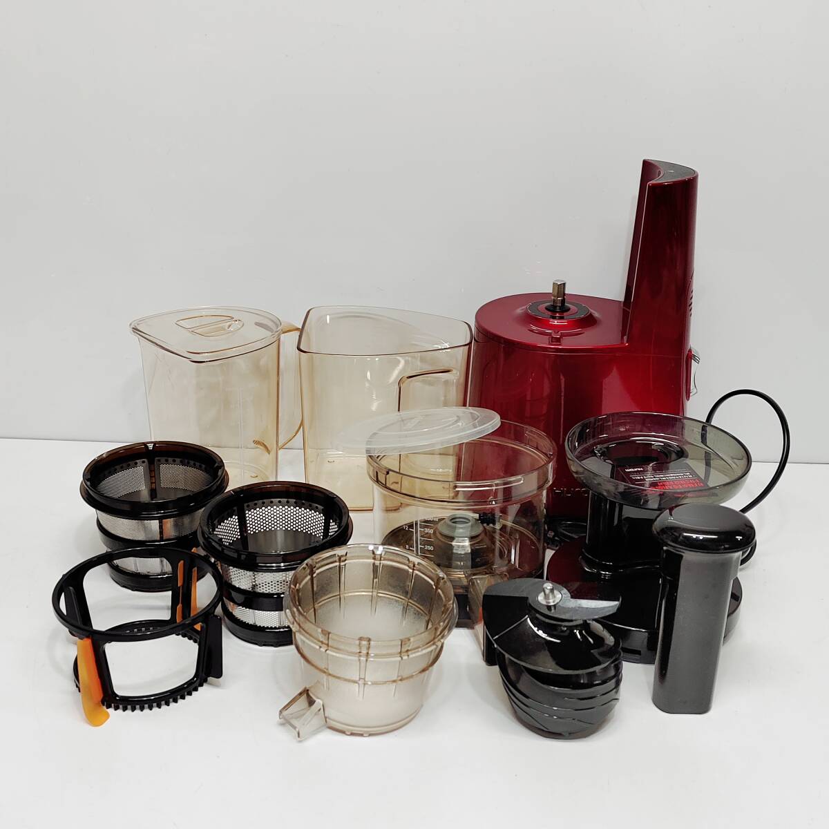 ●動作品 ヒューロム H-AA-RBA17 スロージューサー Hurom フェラーリレッド ミキサー キッチン家電 スムージー B1434