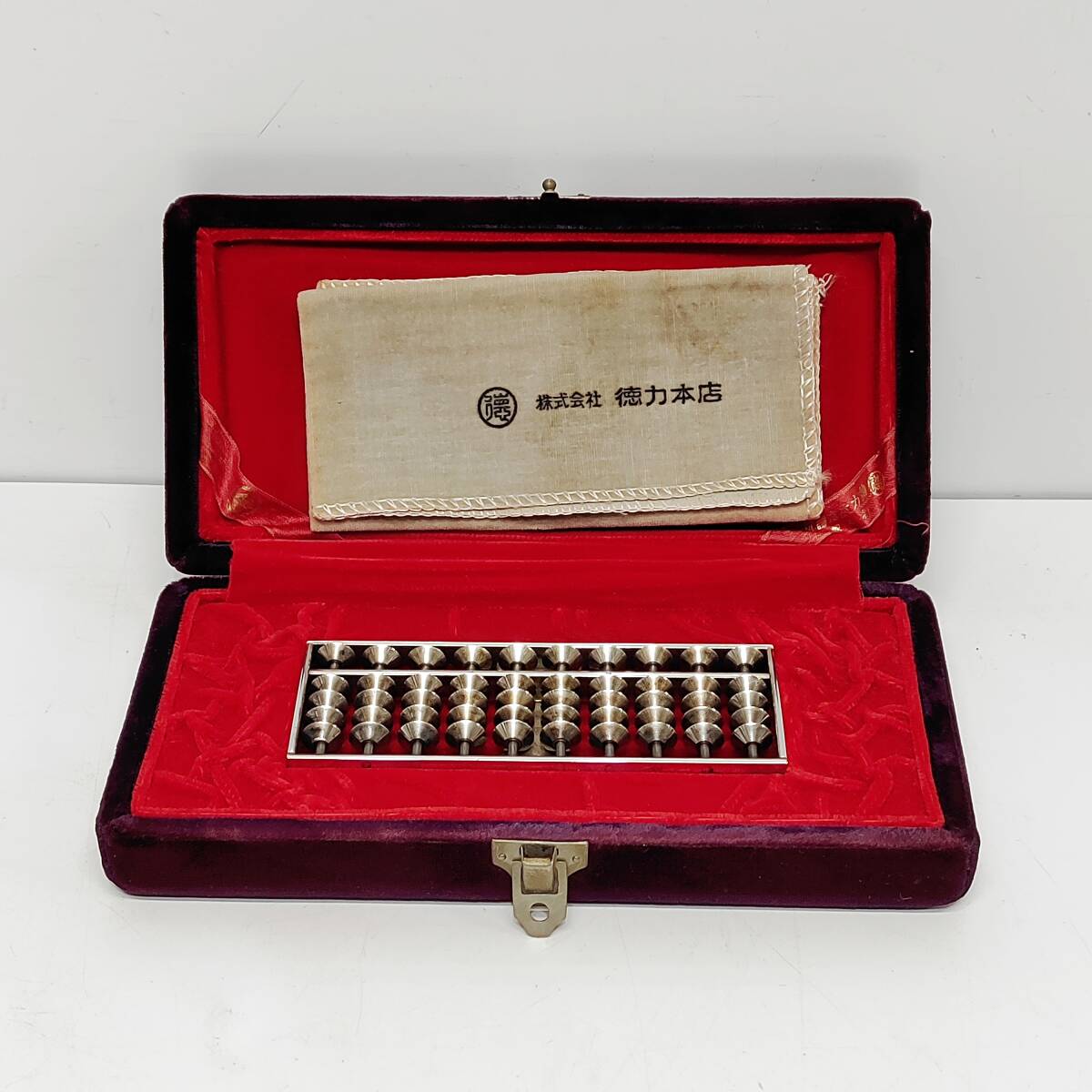 ●株式会社 徳力本店 謹製 銀製そろばん 神田駅前 松坂屋 重量約 280g ケース付き S4941