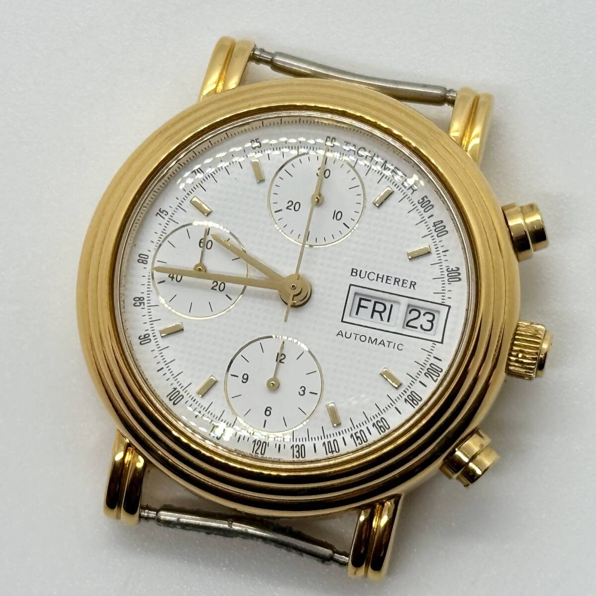 CARL F. BUCHERER ブヘラ 4.038.0.0.10 ホワイト AT メンズ 腕時計 Valjoux 7750 1980年代後半〜1990年代 ベルト付き
