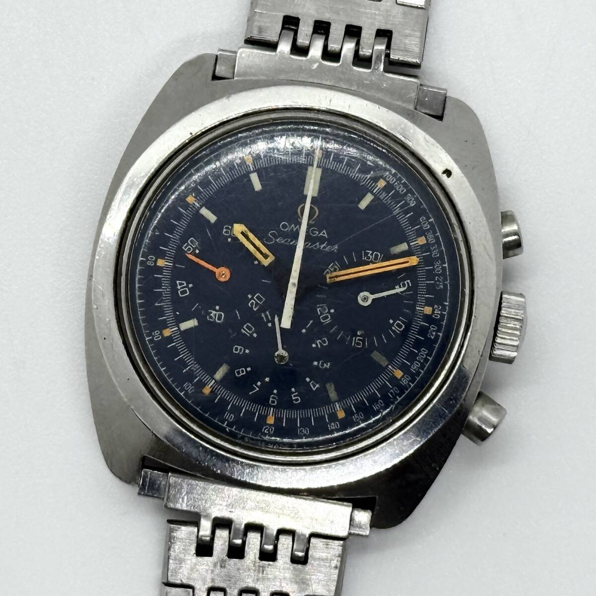OMEGA オメガ シーマスター 145.029 ブラック 手巻き メンズ SS 腕時計 稼働品 訳あり品 アンティーク ヴィンテージ