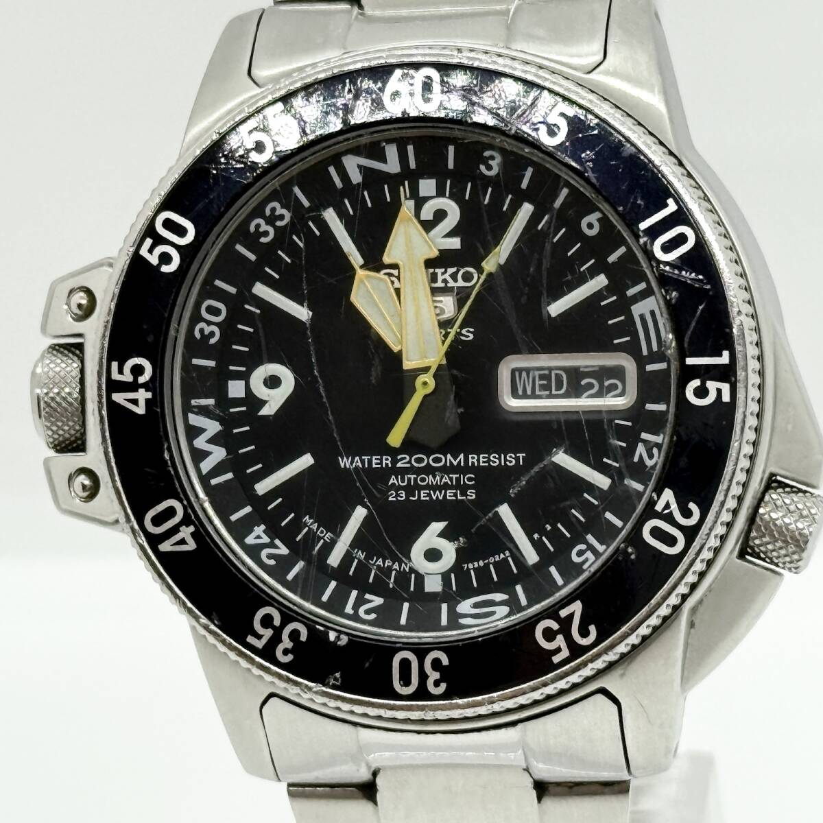 SEIKO セイコー 5スポーツ 7S36-01E0 ブラック AT メンズ 腕時計 中古