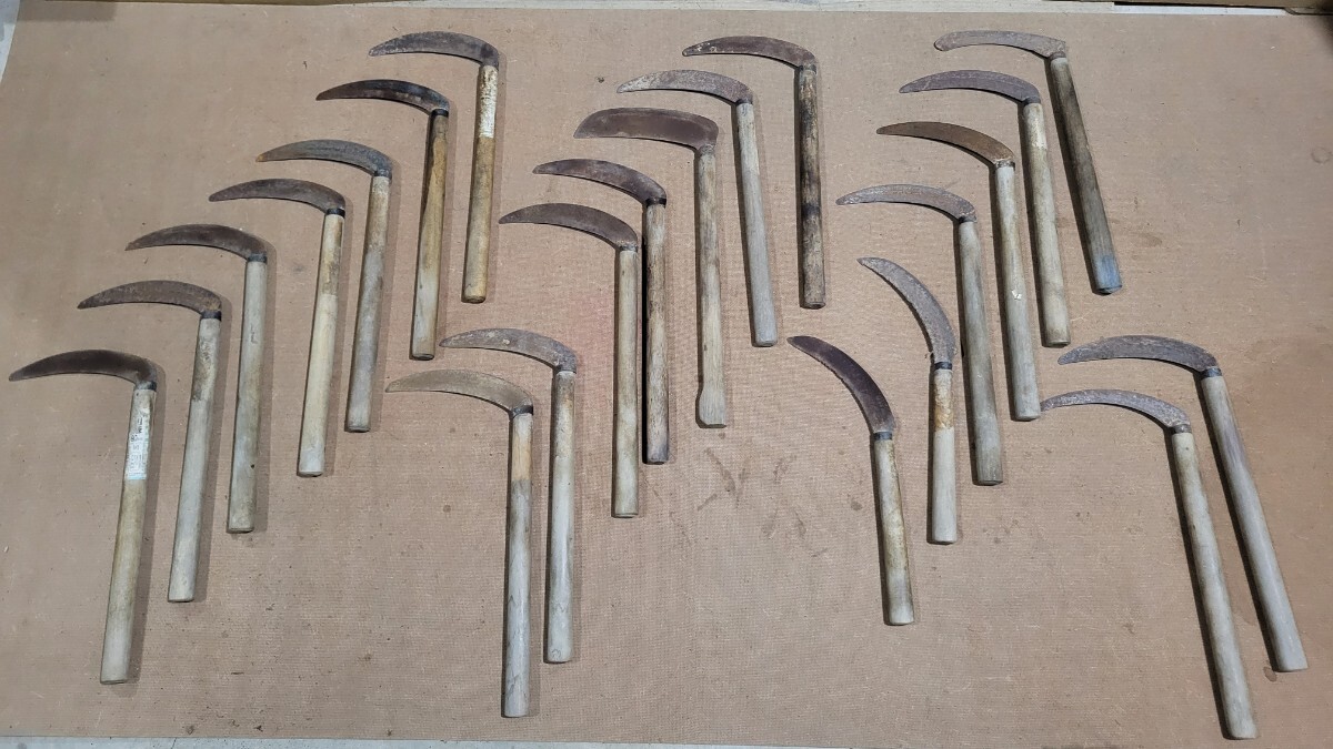 鎌 かま まとめて 22本 草刈り鎌 古民具 古道具 剃刀鎌 農作業 農具 造園 ガーデニング 山師 5
