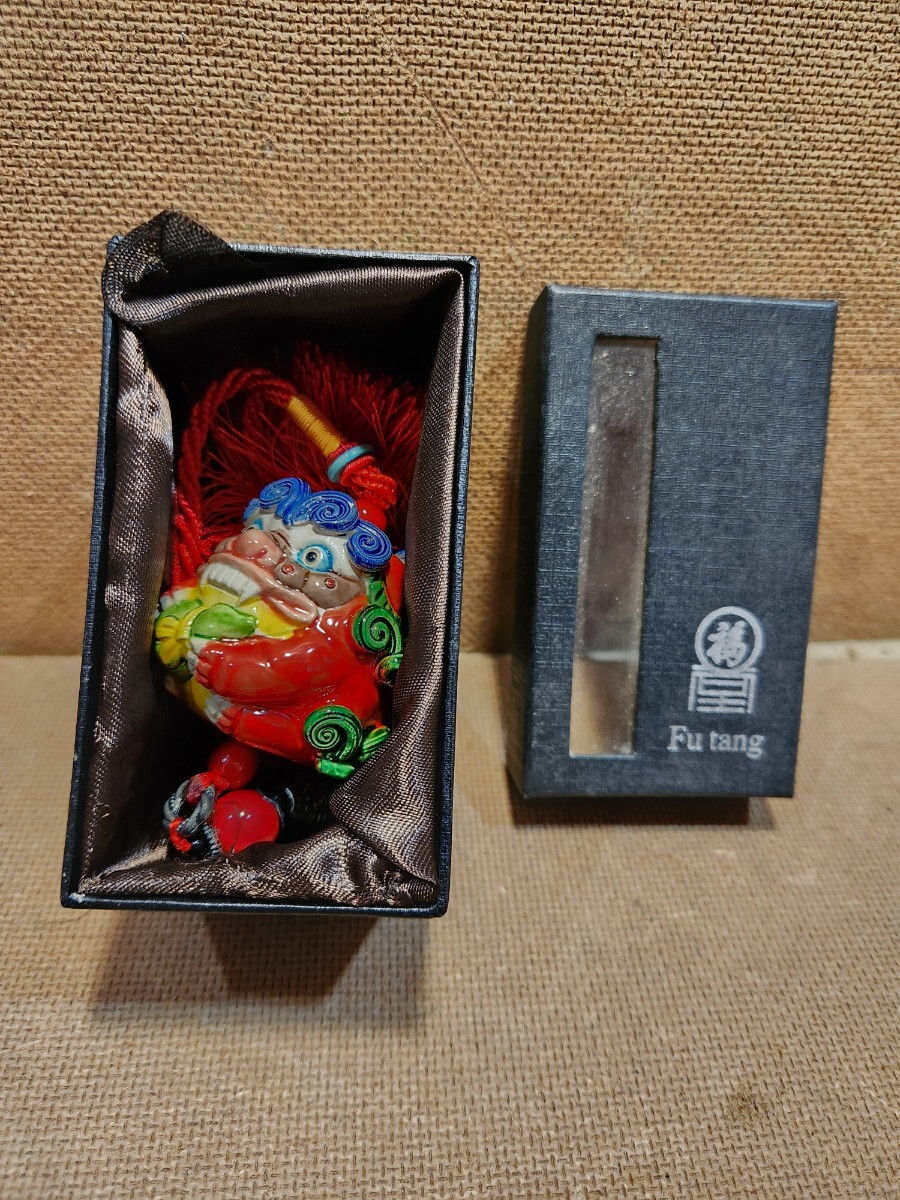 非物質文化遺産 台湾の焼物 交趾陶 こうちとう 手作り！金門風獅爺 キーホルダ 魔除け 招福 開運 風水 縁起物