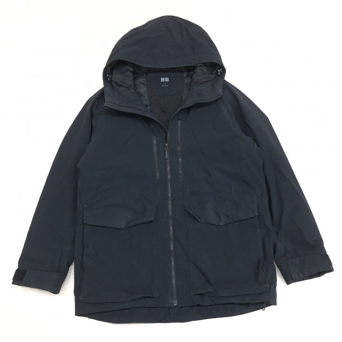 ◆UNIQLO ユニクロ 3Dカット ハイブリッド ダウンパーカー M 黒 ブラック ダウンジャケット ダウンコート アウター 防寒 撥水 メンズ 紳士