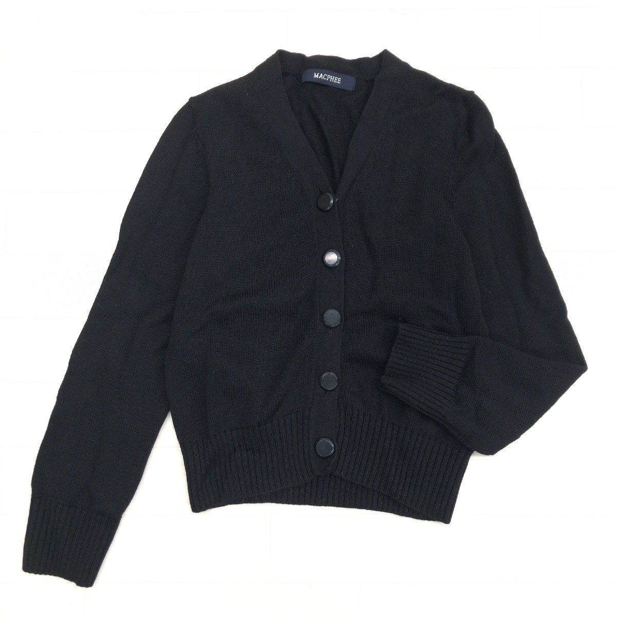 MACPHEE マカフィー ウール100% Ｖネック ニット カーディガン F 黒 ブラック 羽織り 厚手 レディース 女性用 トゥモローランド