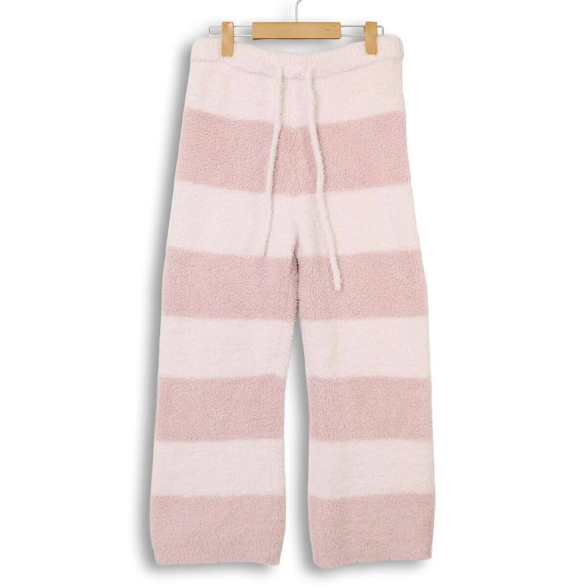 gelato pique ジェラートピケ 秋冬 ふわもこ★ ボーダー ニット パンツ ルームウエア Sz.F レディース ピンク