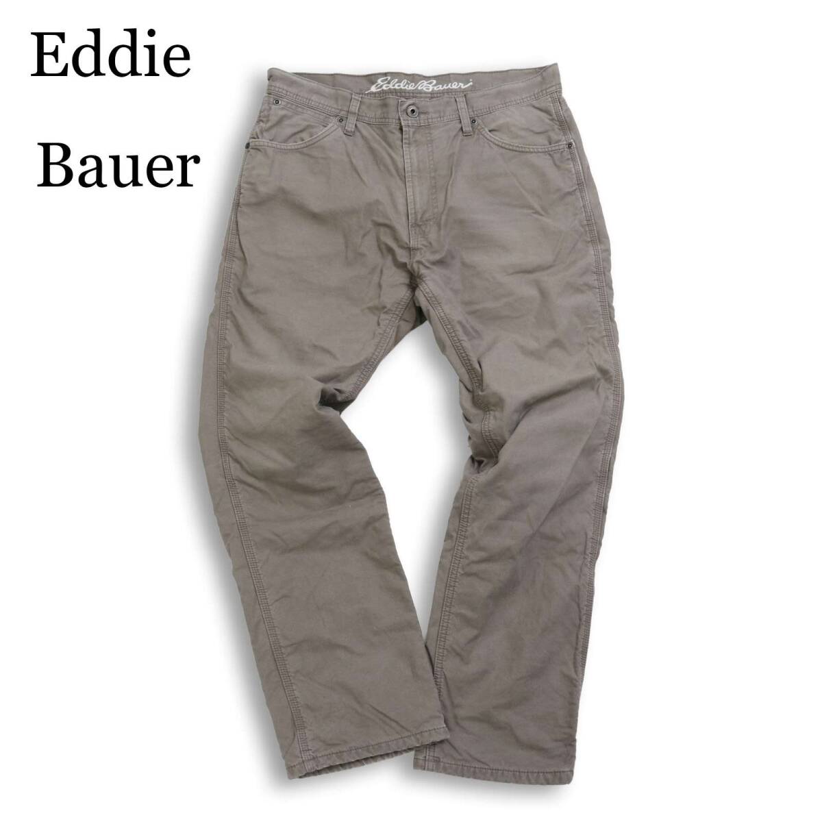 Eddie Bauer エディーバウアー 裏起毛★ コットン ワーク パンツ Sz.33 メンズ 大きいサイズ アウトドア