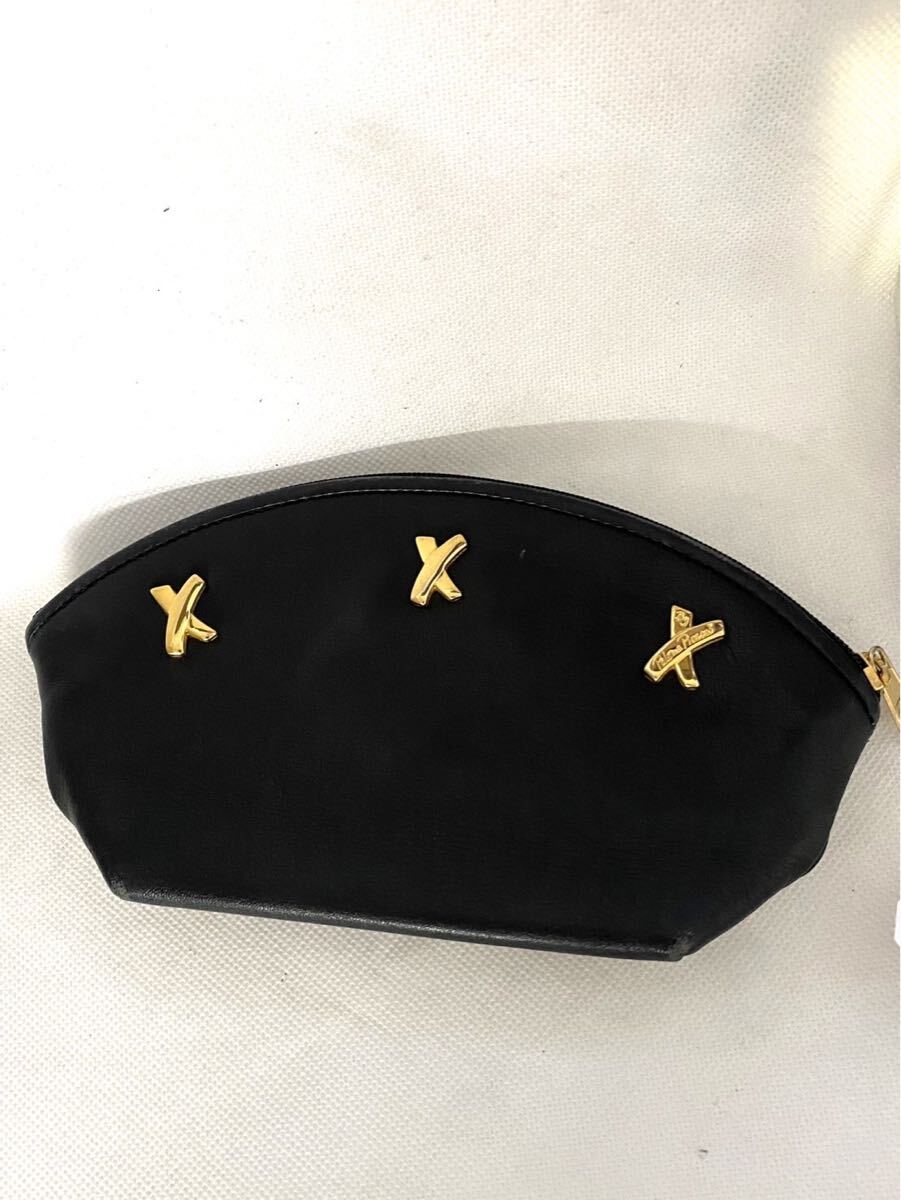 極美品 By Paloma Picasso パロマピカソ レザー ポーチ 小物入れ 黒 ブラック レディース hm121903