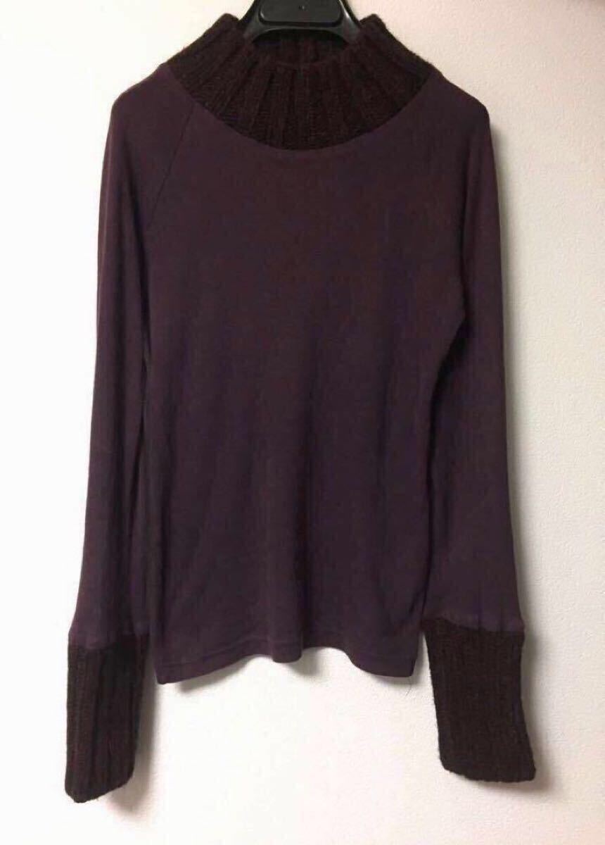 Martin Margiela ⑥ by MISS DEANNA ドッキングニット 紫 ハイネック ウール アーティザナル 再構築 MM6 イタリア製 アルパカ混 ローゲージ