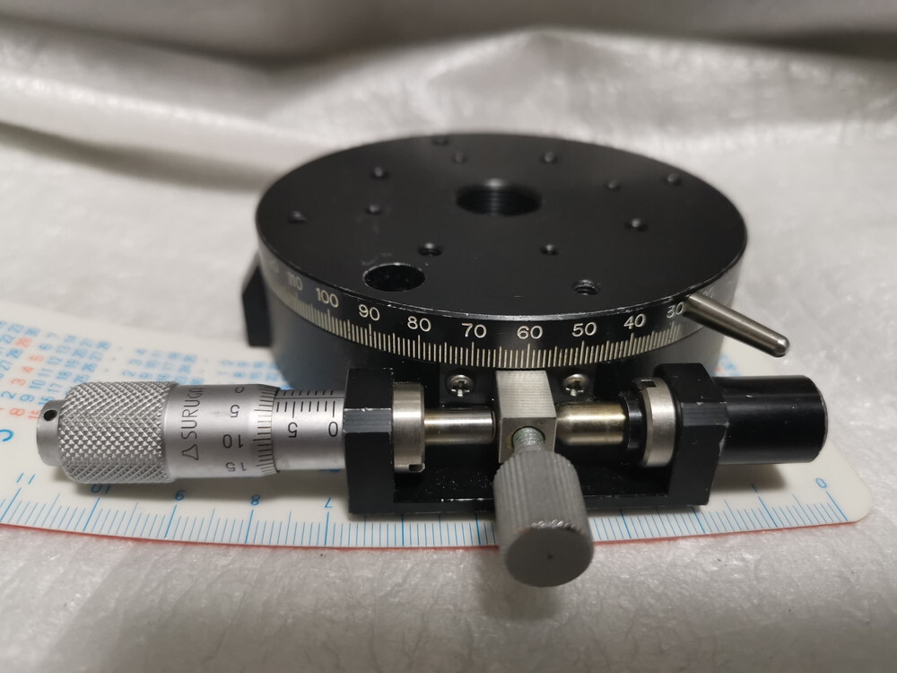 ★動作保証★ 手動回転θ軸粗すり合わせ粗微動ステージ φ85mm