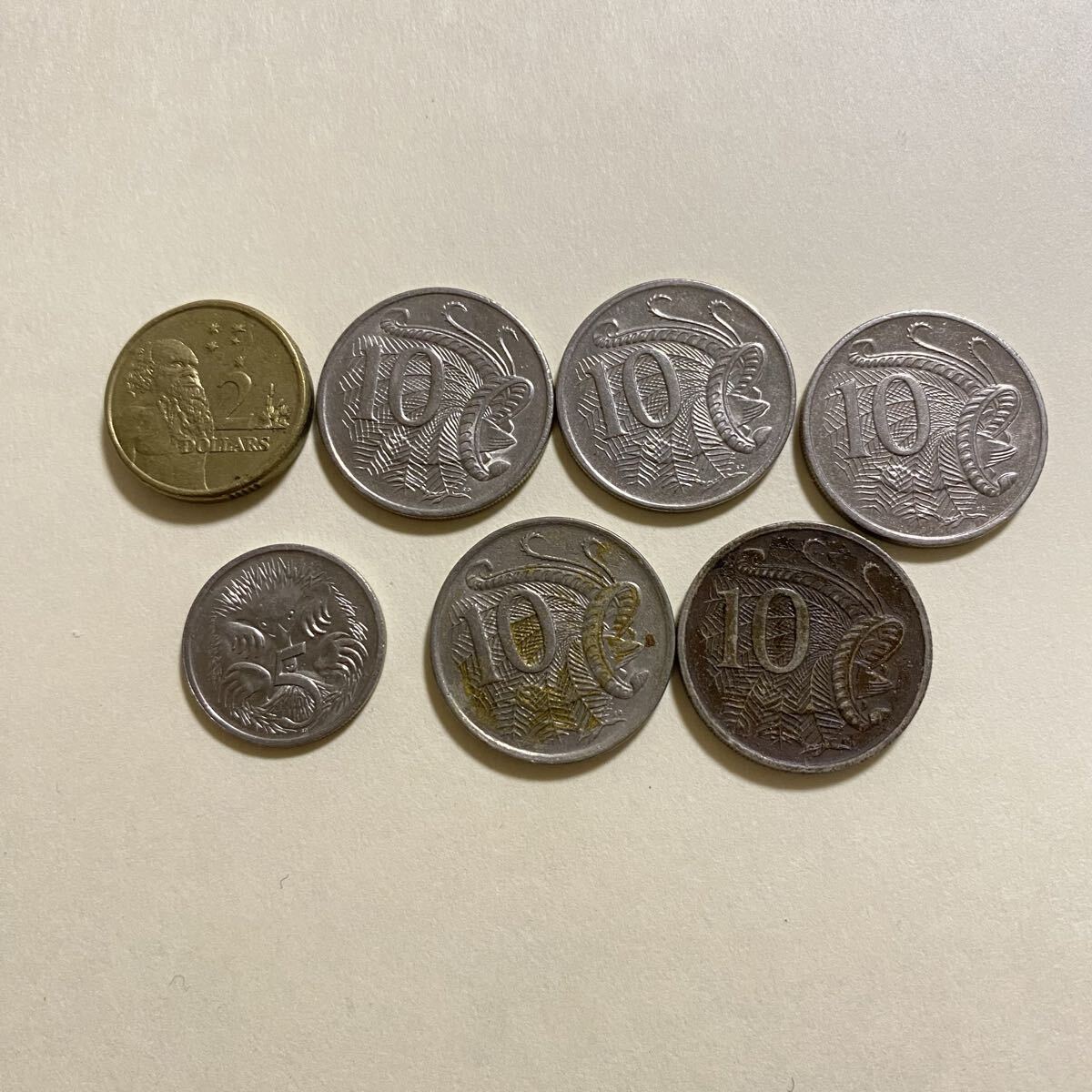 オーストラリア 2ドル 10セント 5セント エリザベス女王 外貨 海外 硬貨 計7枚 まとめ