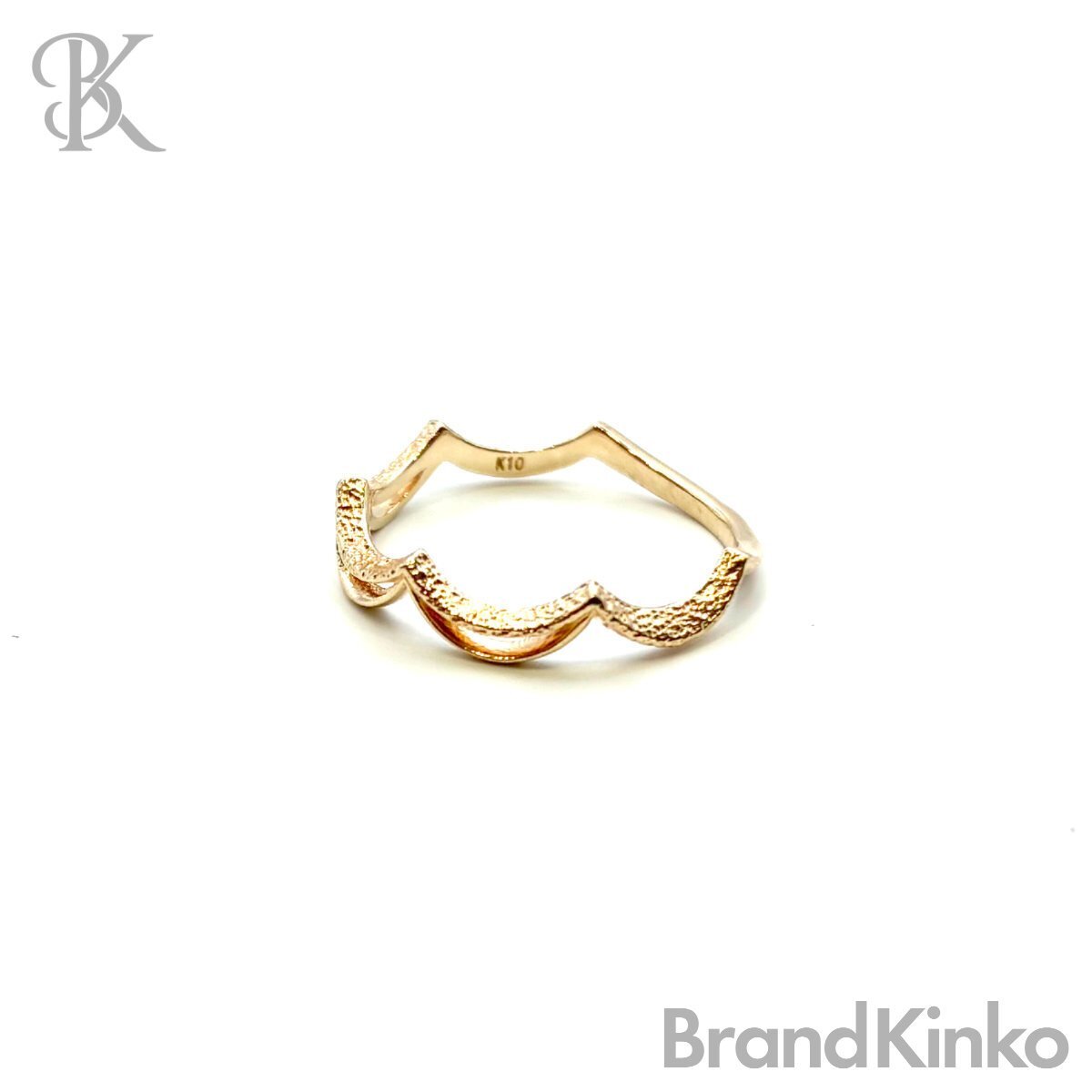 K10 ウェーブデザイン ピンキーリング 約0.6g イエローゴールド レディース アクセサリー 指輪 超音波洗浄済み 中古 ＃