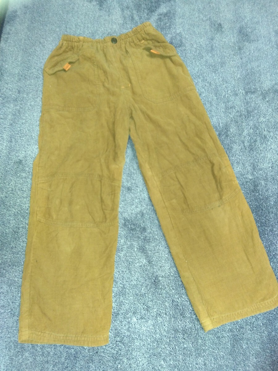 タキヒヨー 綿100% コーデュロイガウチョパンツ130cmボトムス冬物キャメルベージュ子供服キッズ男女兼用コットン女の子ワイドパンツ男の子