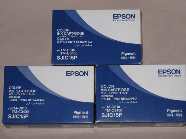 ★SJIC15P 3本セット EPSON純正カラーインクカートリッジ CMY3色一体型 未使用品 ★TM-C610 TM-C3400