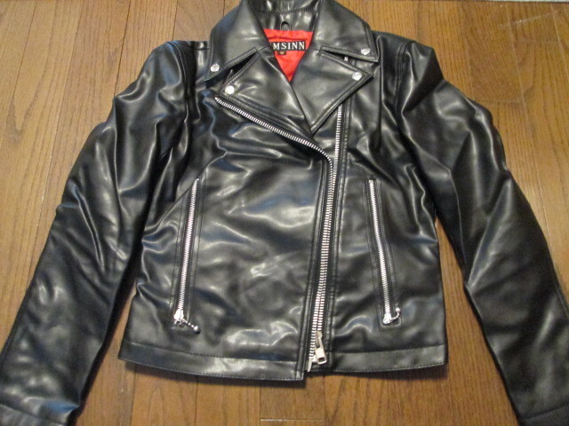 原宿 JIMSINN 本革 レザー ダブル ライダースジャケット 黒 M