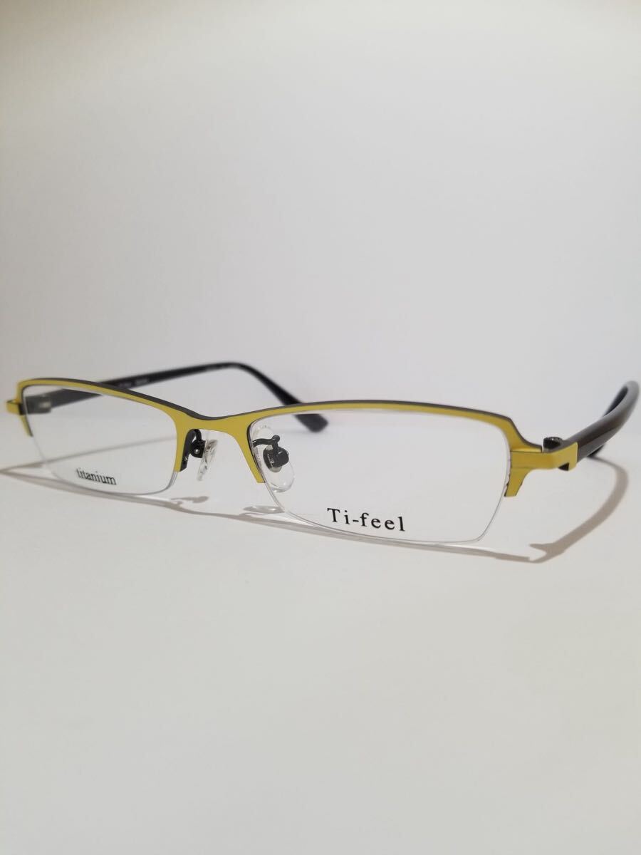 未使用 眼鏡 メガネフレーム Ti-feel GAIKI C-4 ハーフリム チタンフレーム 国産 日本製 MADE IN JAPAN 50口18-140 FC-2