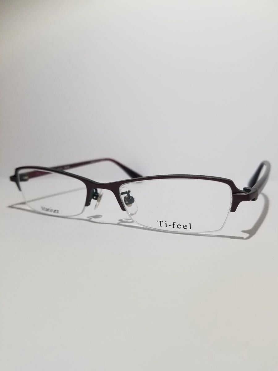 未使用 眼鏡 メガネフレーム Ti-feel GAIKI C-16 ハーフリム チタンフレーム 国産 日本製 MADE IN JAPAN 50口18-140 FE-1