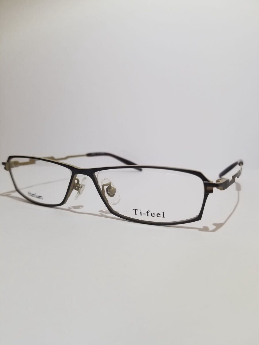 未使用 眼鏡 メガネフレーム Ti-feel RALF C-5 軽量11g フルリム チタンフレーム 国産 日本製 MADE IN JAPAN 51口16-140 FE-1
