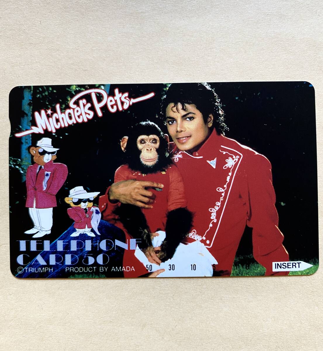 【未使用】 テレカ 50度 マイケル・ジャクソン/バブルス Michael’s Pets