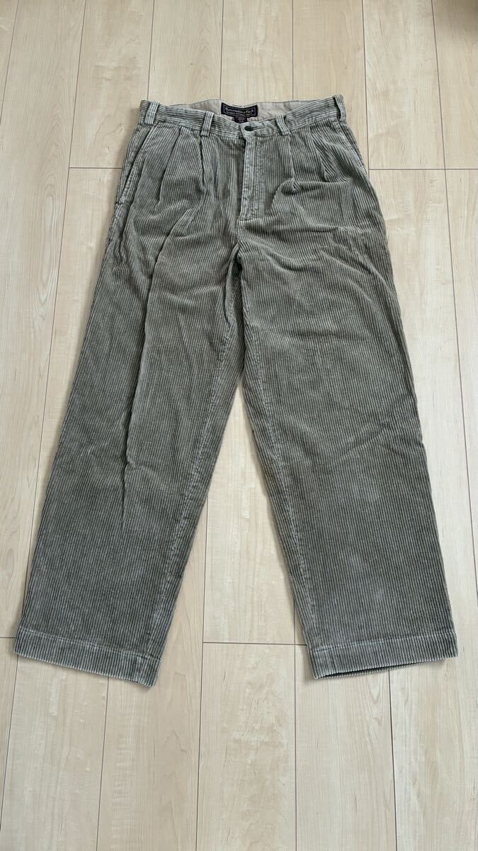 90s ABERCROMBIE&FITCH アバクロンビー&フィッチ 2タックコーデュロイ パンツ 32 ブラウン系 送料込！