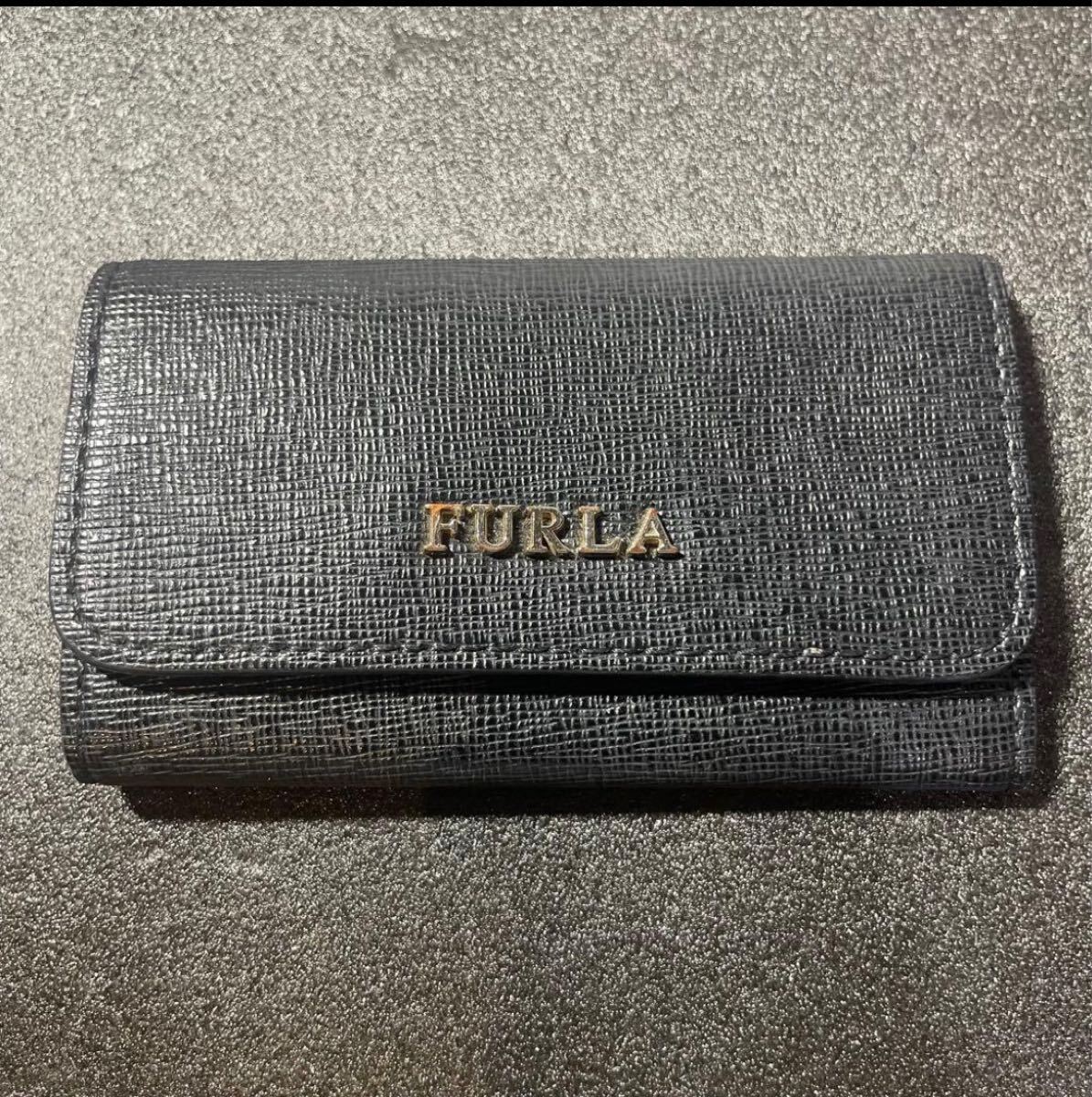 FURLA ブラック レザー キーケース フルラ