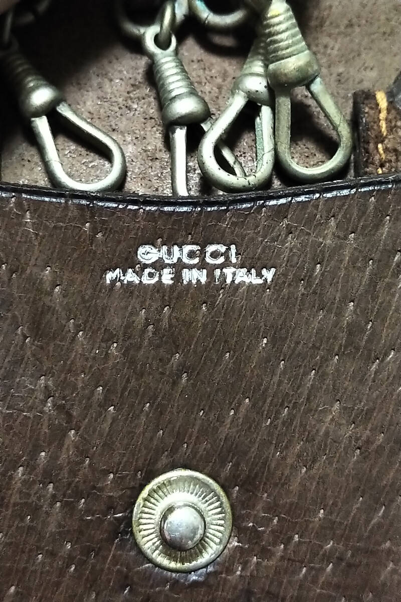 グッチ GUCCI 古いキーケース キーホルダー ピッグスキン イタリア製 60年代 美品 マニアのあなたに