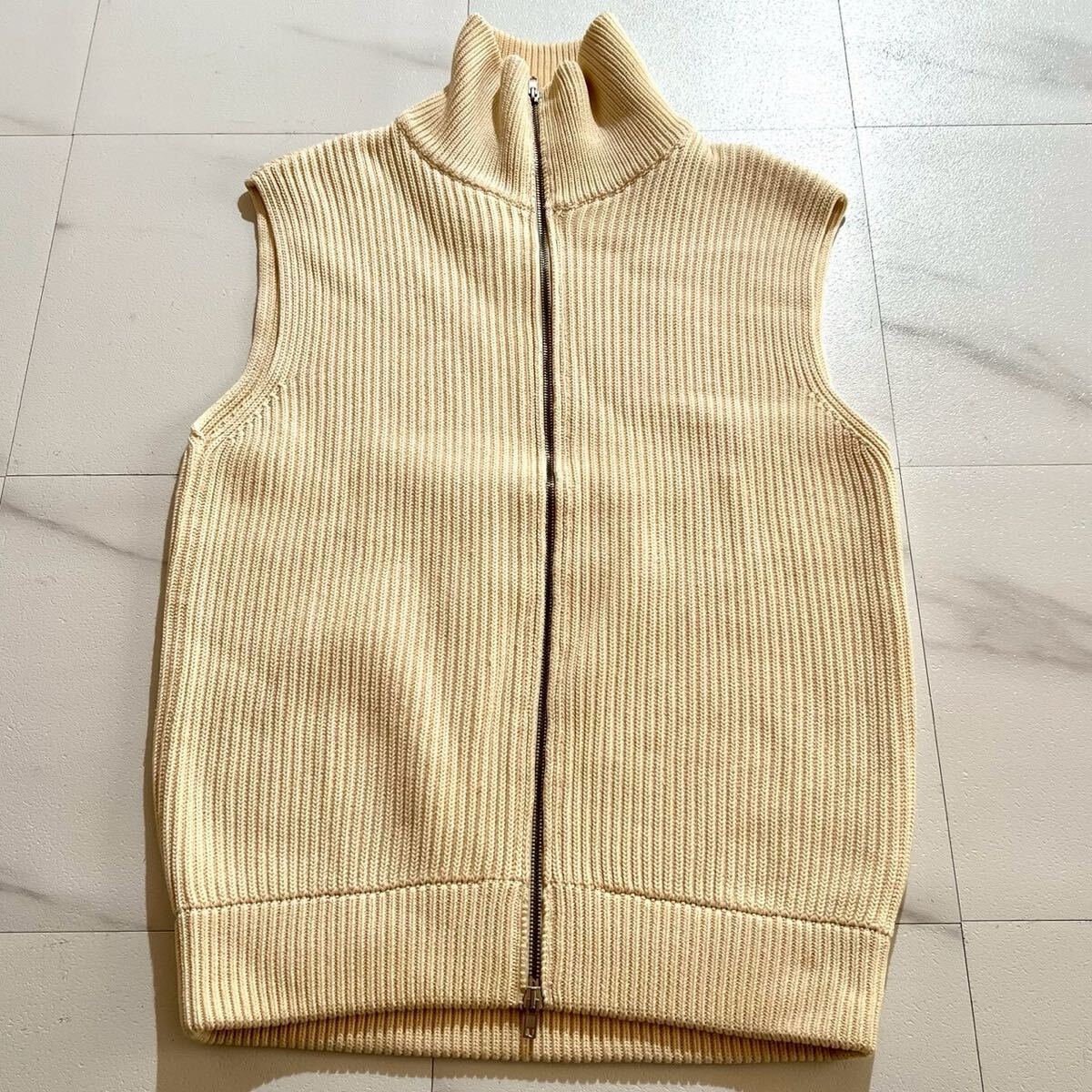未使用に近い◆MARTIN MARGIELA ドライバーズニット ベスト 07SS 本人期 ダブルジップ コットン ホワイト M位 archive マルタンマルジェラ