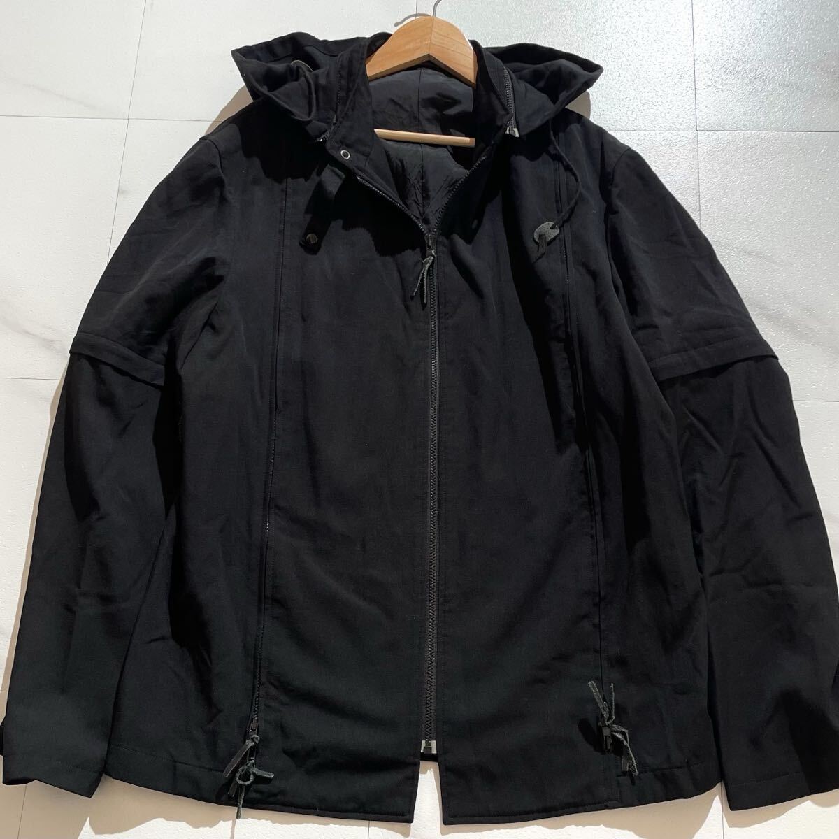 極美品 06SS◆Yohji Yamamoto POUR HOMME 3way フーデッドジャケット フード 袖着脱可 ウールギャバジン ベースボール期 3 ヨウジヤマモト