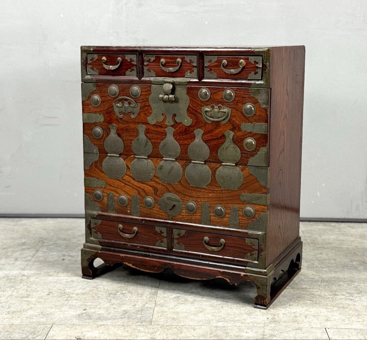 李朝箪笥 李朝家具 民芸家具 時代箪笥 小箪笥 箪笥 パンダジ チェスト 古民具■兵庫県姫路市から A26-030