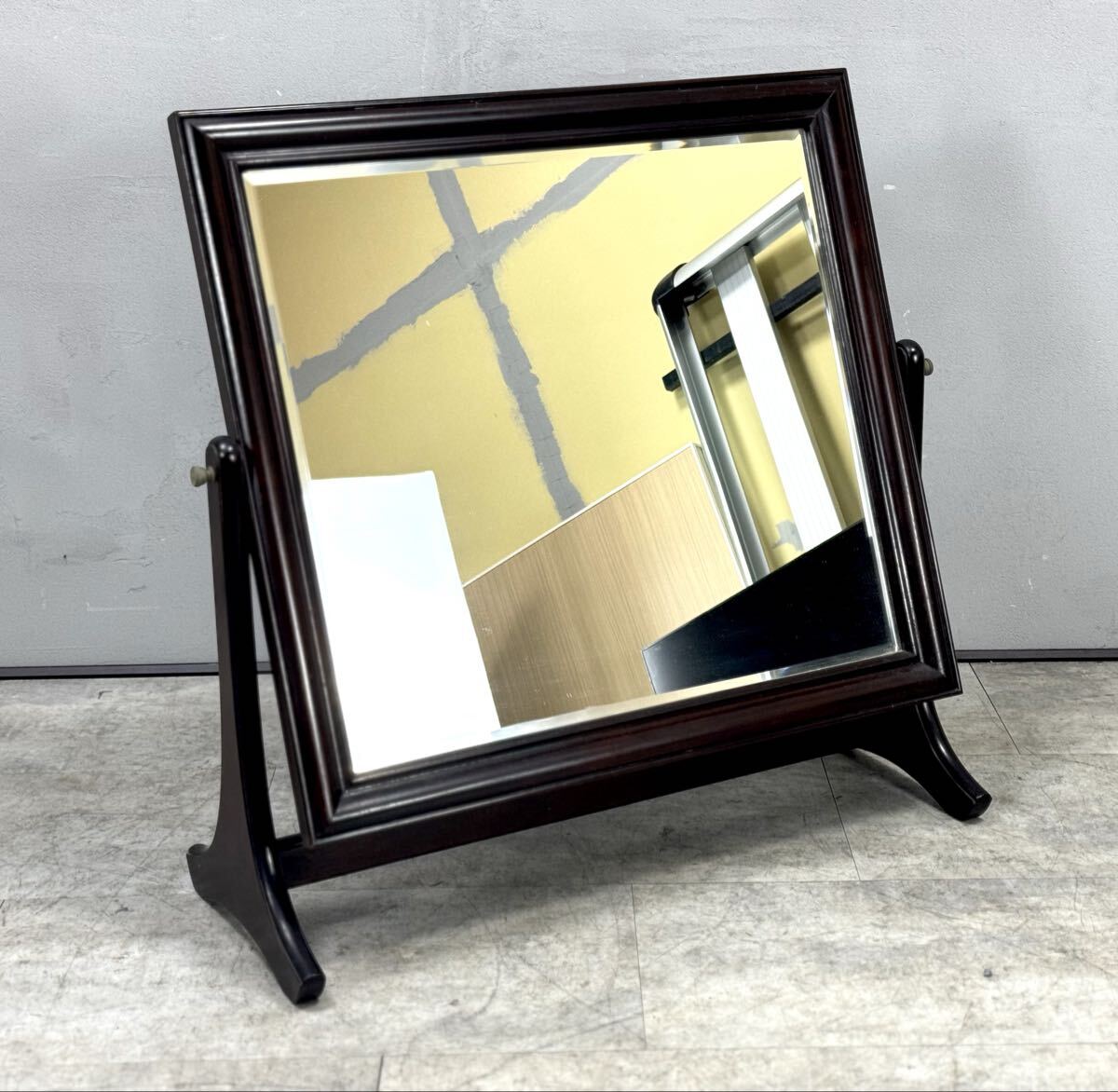 松本民芸家具 無垢材 スタンドミラー 姿見 置き鏡 卓上ミラー ミズメザクラ 和家具 ミラー 鏡■兵庫県姫路市から A26-058