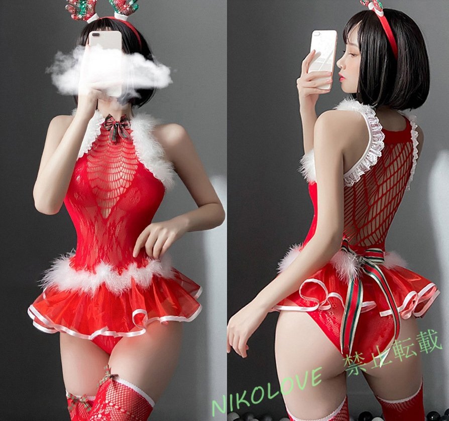 超セクシー*悩殺*豪華5点セット*クリスマス*サンタ風*ハイレグレオタード*コスプレ衣装*仮装*ナイトウェア*ベビードールLE293