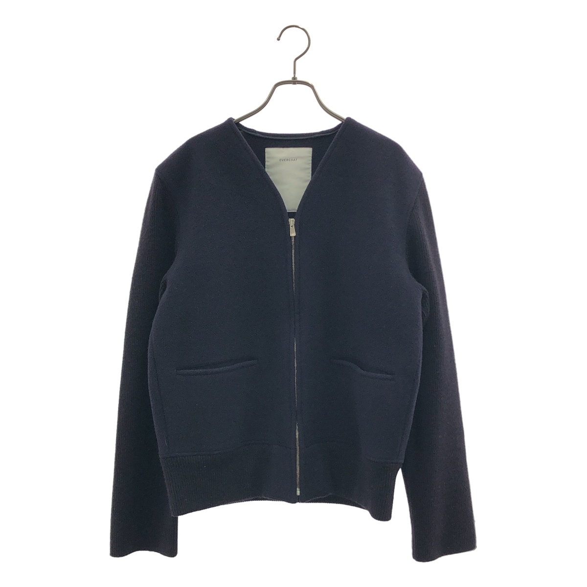 OVERCOAT / オーバーコート Collarless Zip-Up Blouson ウール ジップ ジャケット