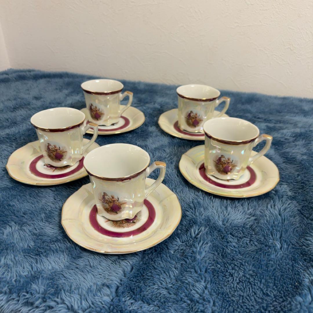 ロココ調 カップ＆ソーサー 5客セット 金彩