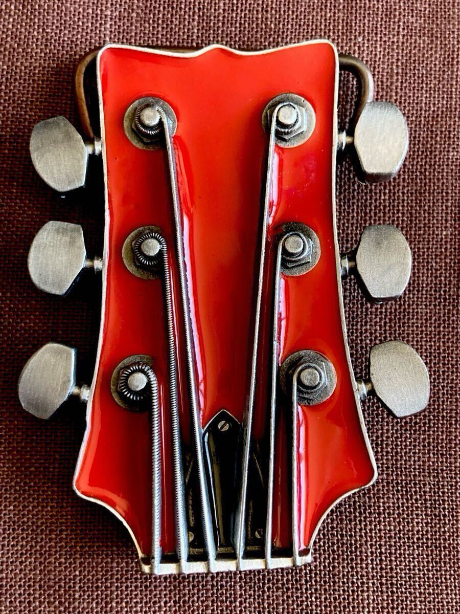BERGAMOT/ギブソン系ギター・ヘッド/ベルト・バックル/ベルガモット/Gibson系ヘッド/エナメル・コーティング/赤色/RED/美品/USA/2004年