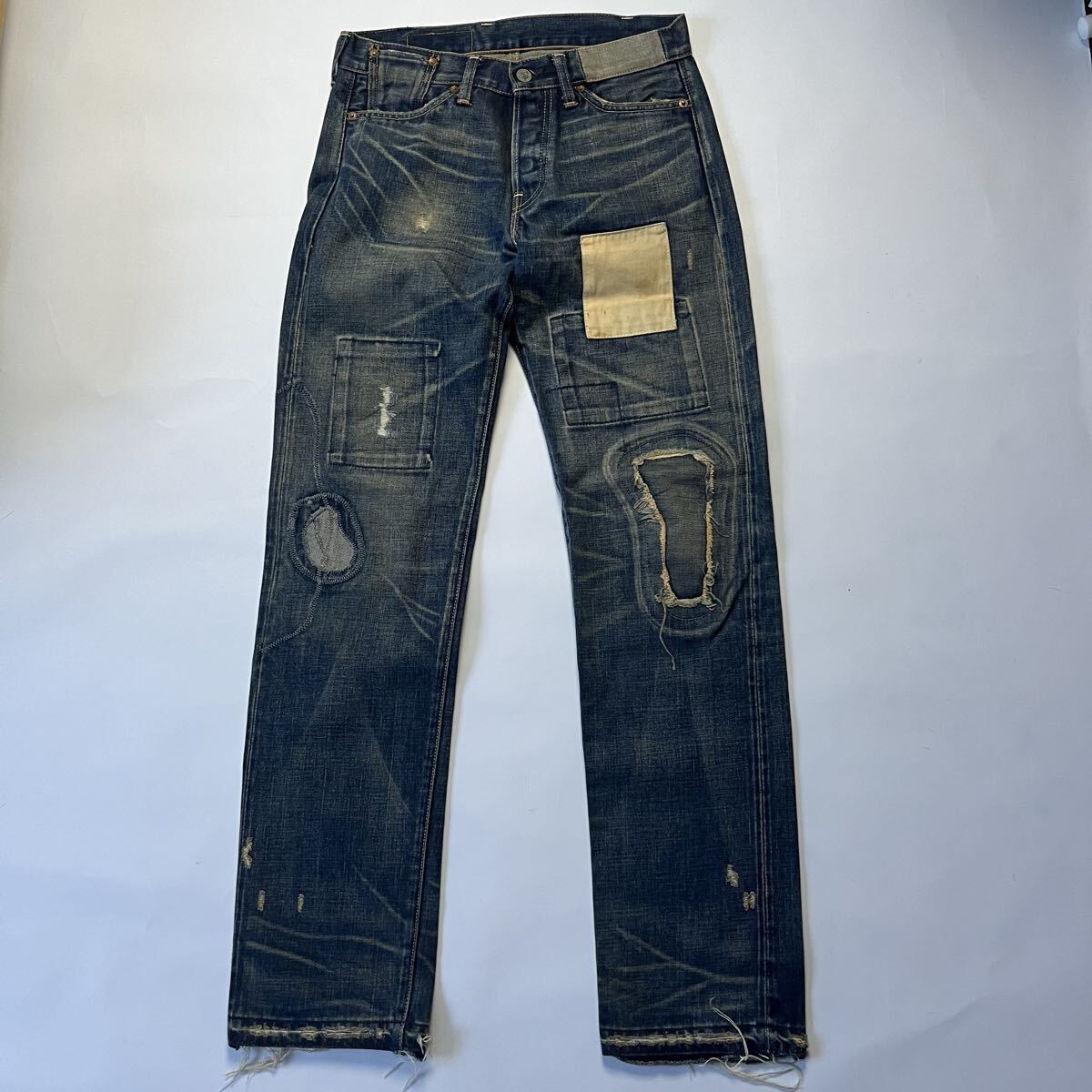 青山1966年復刻 501 BigE ダメージリペア加工 デニムパンツ 66 501XX リペア加工 w30
